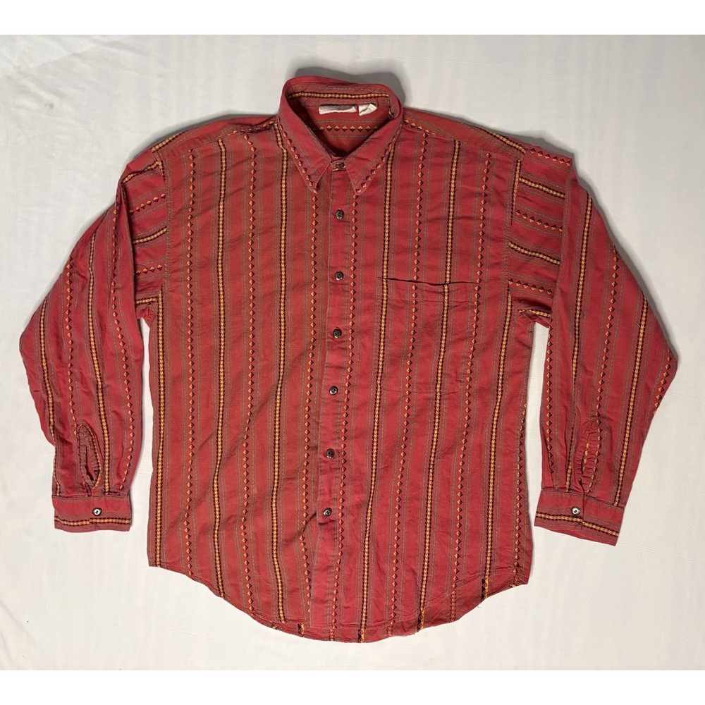 Vintage Jordache Basics Aztec Shirt Men's Size Medium Long Sleeve Button Up
